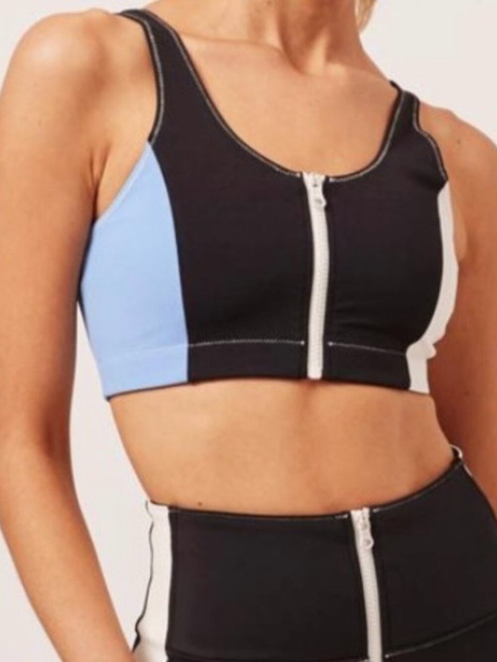 NWT Bandier X Solid & Striped High Tide Zip Front Bra Black XXS